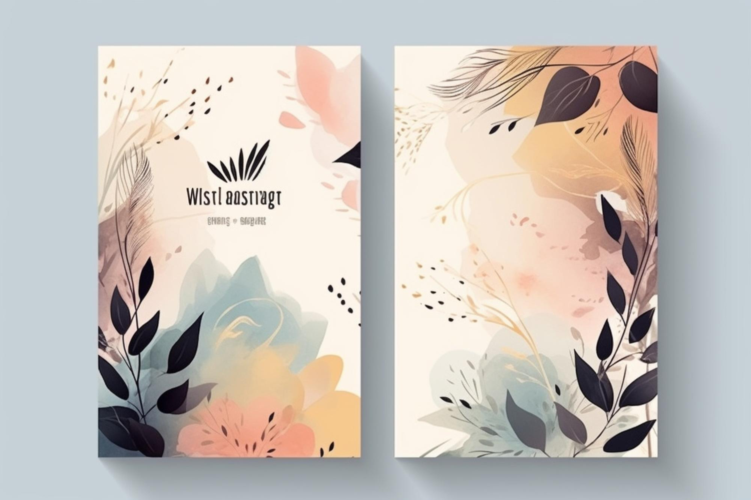 Minimal Templates With Watercolor Shapes Floral Design Postcard Banner Social Media Posts